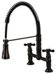 Two-Handle Deck-Mount Pull-Down Sprayer Kitchen Faucet, Oil Rubbed Bronze