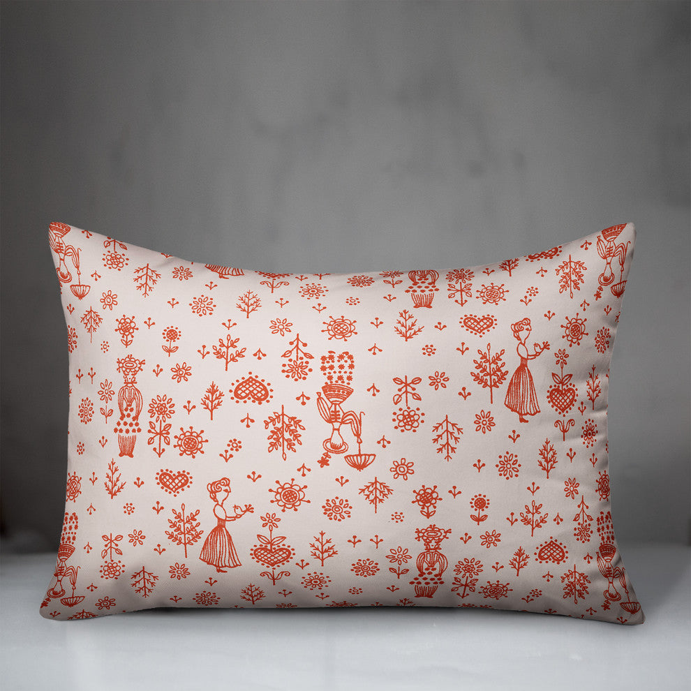 Whimsical Women in Pink Throw Pillow