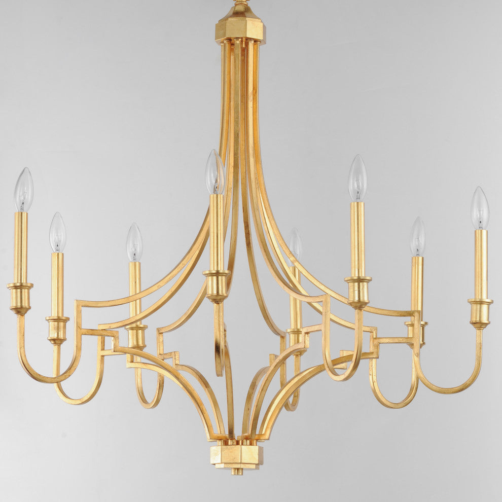 Maxim 12788 Normandy 8 Light 34"W Taper Candle Style Chandelier - Gold Leaf