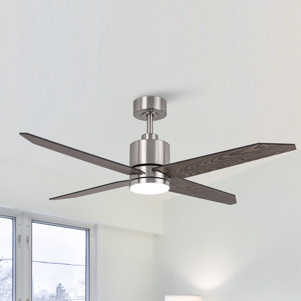 52 in. LED Satin Nickel Ceiling Fan with DC Reversible Motor