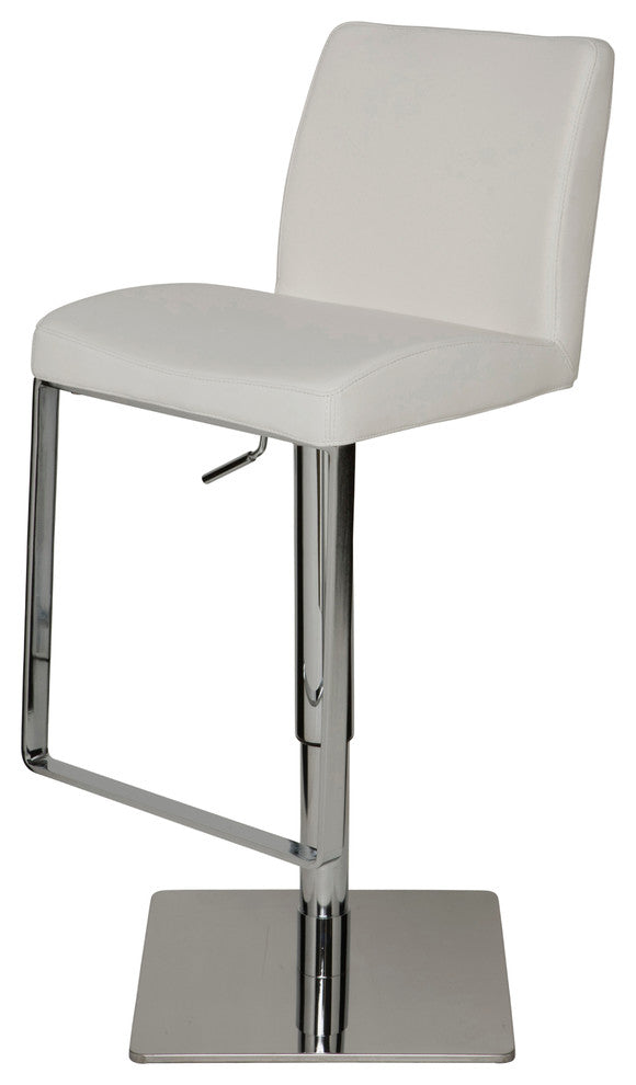 Matteo Adjustable Bar Stool, Modern Contemporary Barstool, White Leather