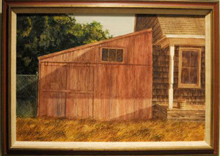 John Joseph Reboli "House With Lean-To With Basket of Apples" Oil Painting