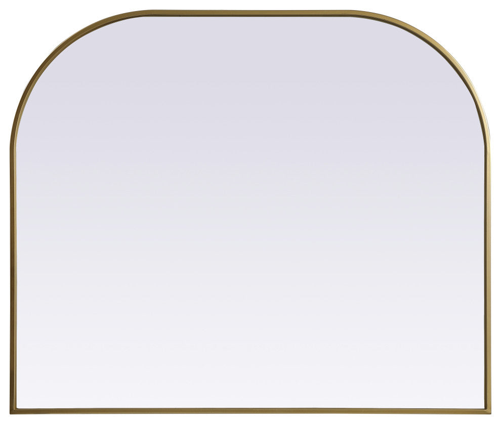 Metal Frame Arch Mirror 40X34 Inch, Brass