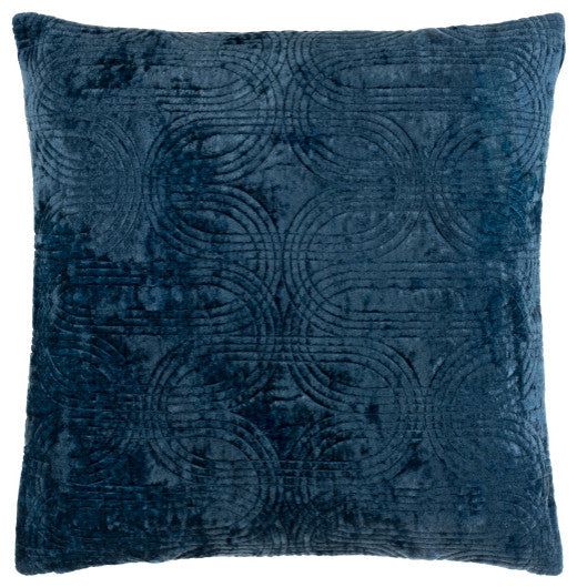 Surya Velvet Deco Dark Blue Pillow Shell With Polyester Insert 20"H X 20"W