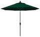 9' Matted Black Collar Tilt Lift Fiberglass Rib Aluminum Umbrella, Sunbrella, Forest Green