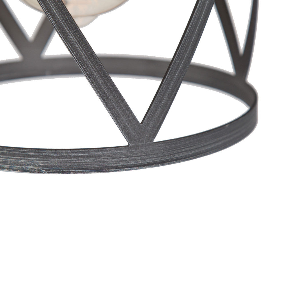 LALUZ 6-in Black Sweep Silver Industrial Mini Pendant Light