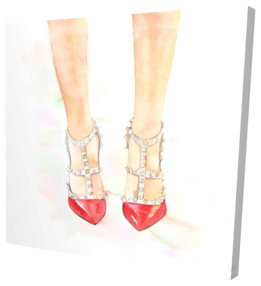 Studded High Heels Shoes, Fine Art Gallery Wrapped Canvas, 24"x24"