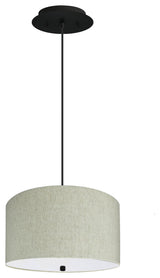 16" W 2 Light Pendant Textured Oatmeal Shade with Diffuser, Black Cord