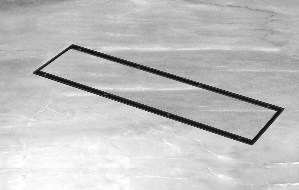 HEATGENE Linear Shower Drain Stainless Steel Rectangle, Matt Black, 24"