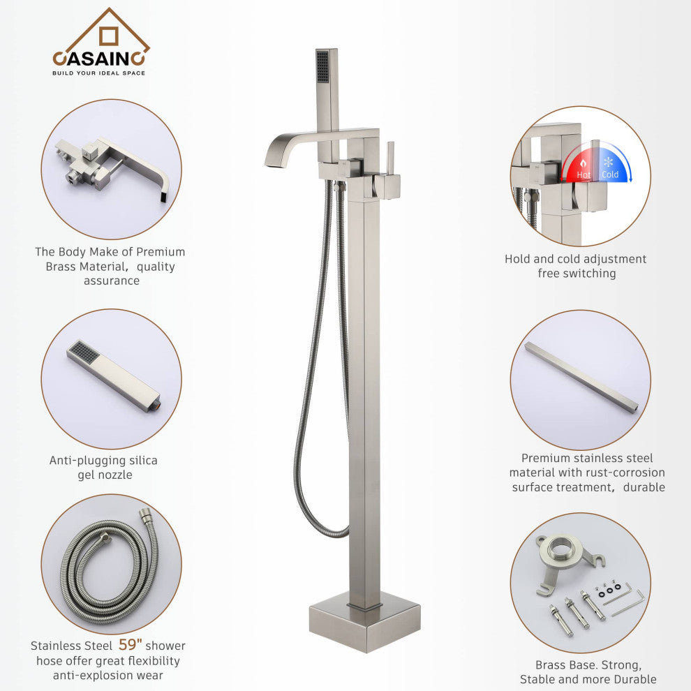 Freestanding Bathtub Faucet Tub Filler Shower Claw Foot Faucets Handheld Spout