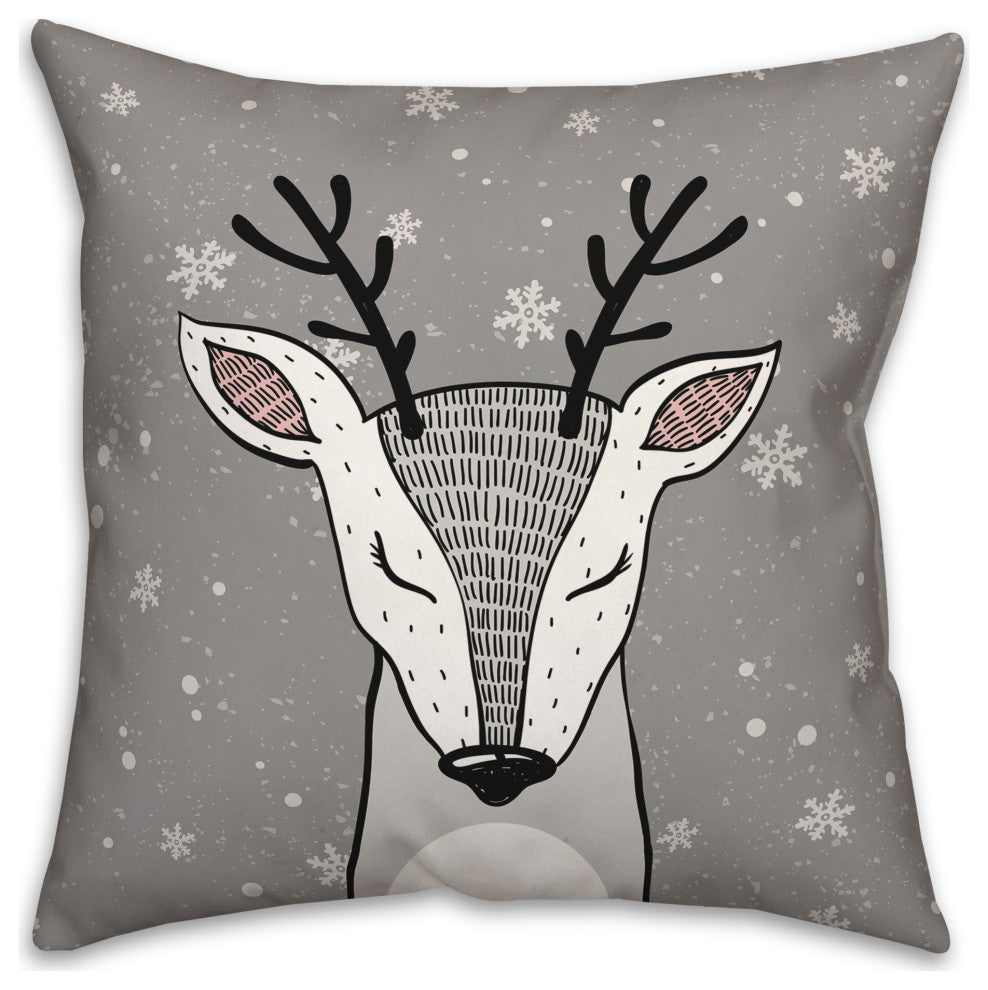 Modern Gray Deer 16x16 Spun Poly Pillow