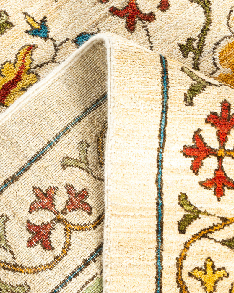 Suzani, One-of-a-Kind Hand-Knotted Area Rug Ivory, 12' 1" x 18' 8"