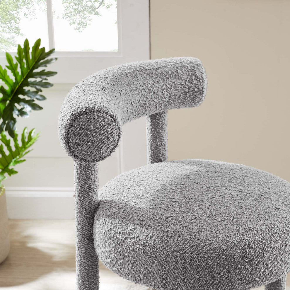 Toulouse Boucle Fabric Bar Stool - Light Gray Silver