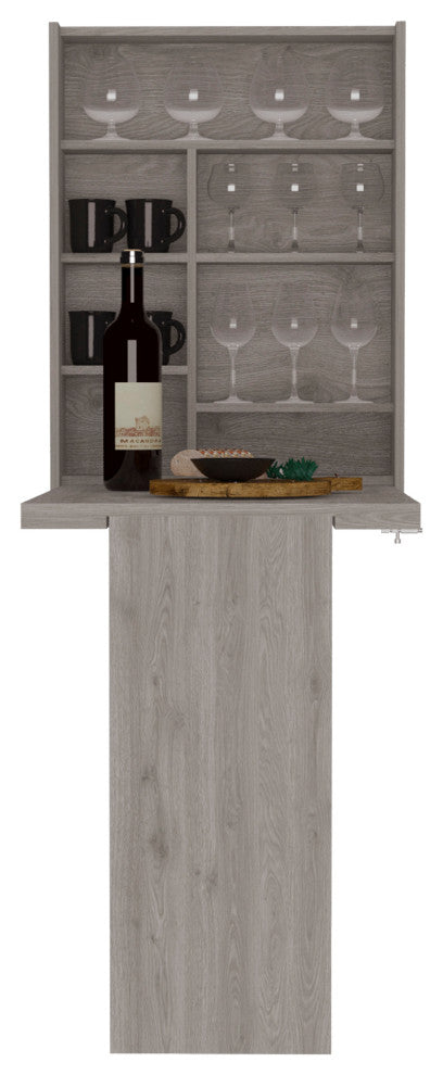 DEPOT E-SHOP Toscana Wall Table with 7 Shelves, Light Gray