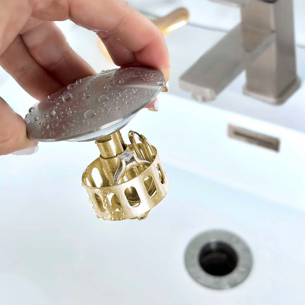 STYLISH Brushed Nickel Pop-Up Bathroom Sink with Overflow Set of Two