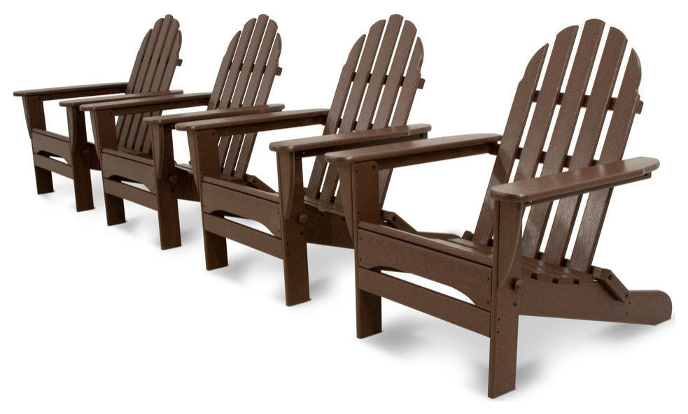 Ivy Terrace Classics 4-Piece Folding Adirondack Conversation Set, Mahogany