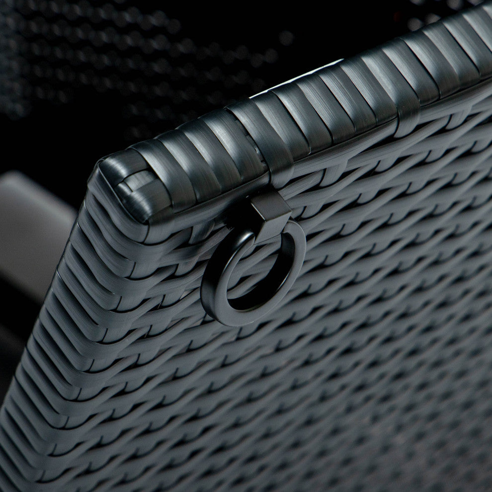 Outdoor Rectangular Fire Pit Table 55,000 BTU Wicker Design, Black