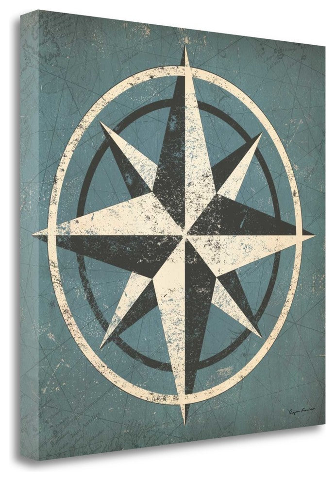 "Nautical Compass Blue" By Ryan Fowler, Giclee Print on Gallery Wrap Canvas