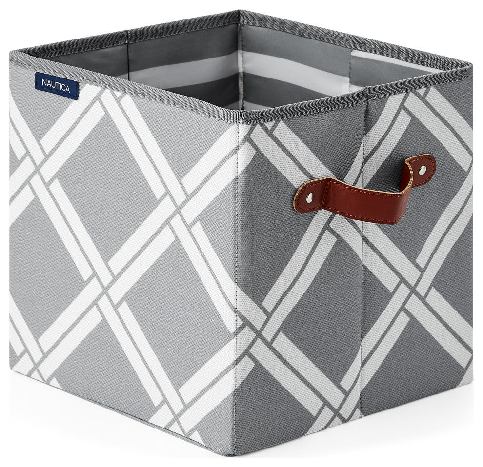 Nautica Folded Storage Cube, Gray Box Weave