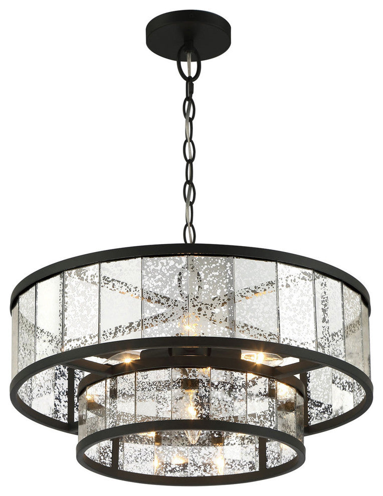 Chelsea 4-Light Mirrored Two-Tier Drum Chandelier