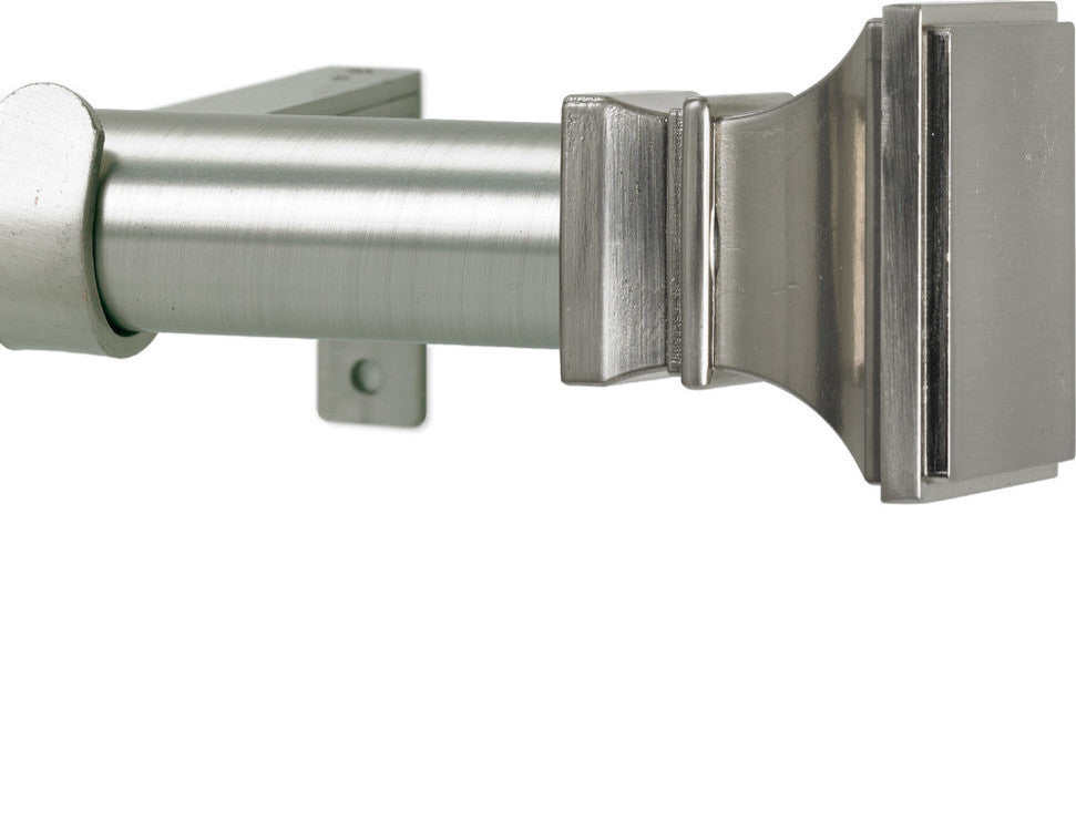 Versailles Non-Telescoping Curtain Rod With Metro Rings, Stainless, 48