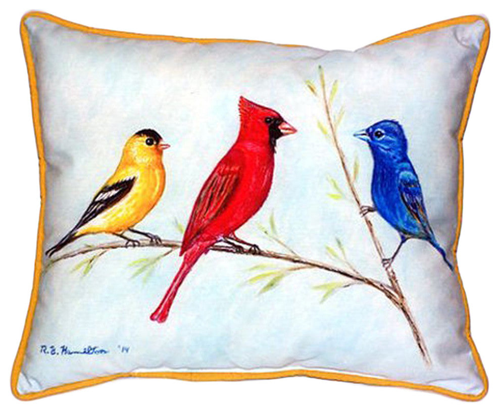 Betsy Drake Three Birds Extra Large 20 X 24 Indoor / Outdoor Pillow