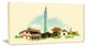"Taipei Panoramic View" Cityscape Watercolor Canvas Print, 40"x20"