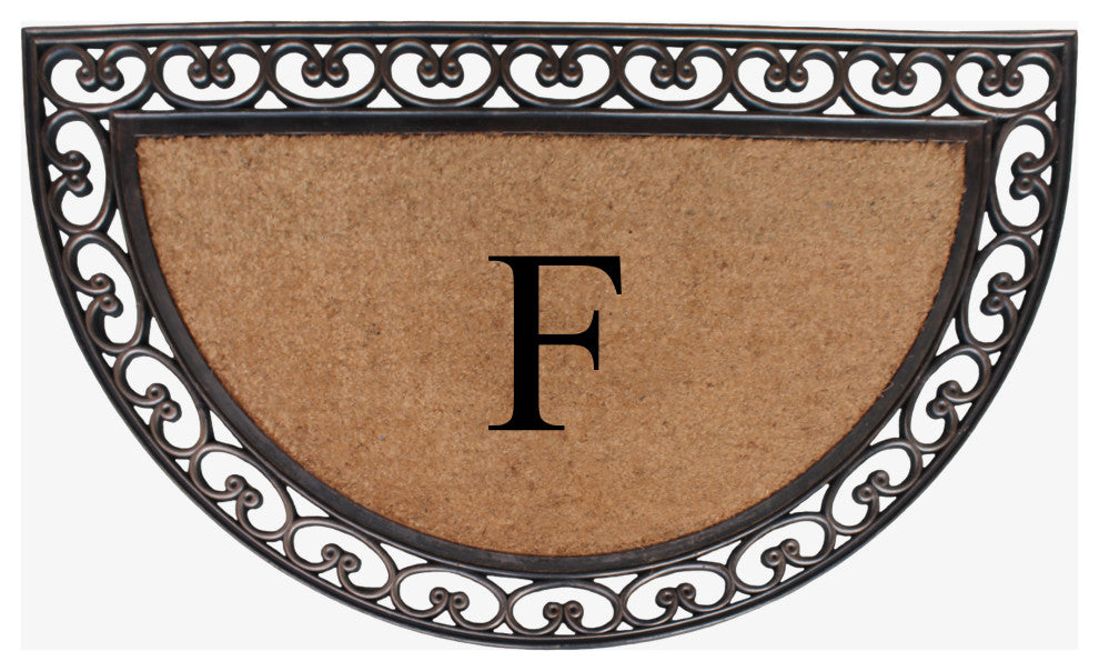 A1HC Natural Coir Monogrammed Door Mat For Front Door, 30"x48", F