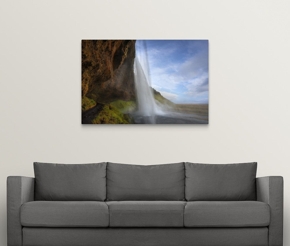 "Waterfall, Iceland" Wrapped Canvas Art Print, 48"x32"x1.5"