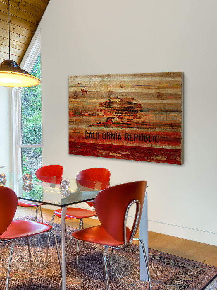 "Cali" Print on Natural Pine Wood, 45"x30"