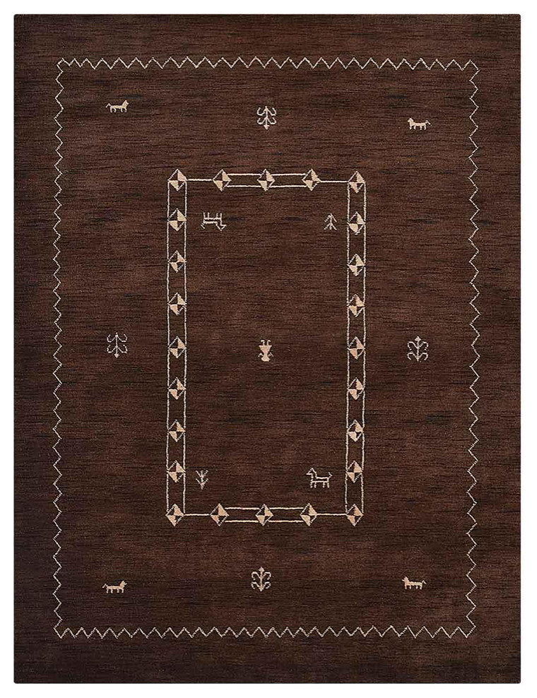 HAND KNOTTED LOOM WOOL ECO-FRIENDLY AREA RUGS - Rectangle, Brown, Contemporary