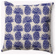 20" x 20" Pineapple Stripes Indoor/Outdoor Polyester Throw Pillow, Indigo Blue
