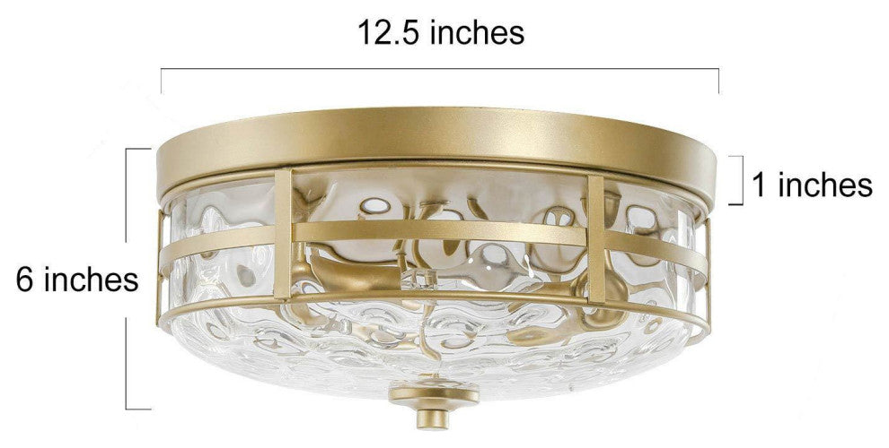 3-Light Flush Mount Ceiling Light, Gold