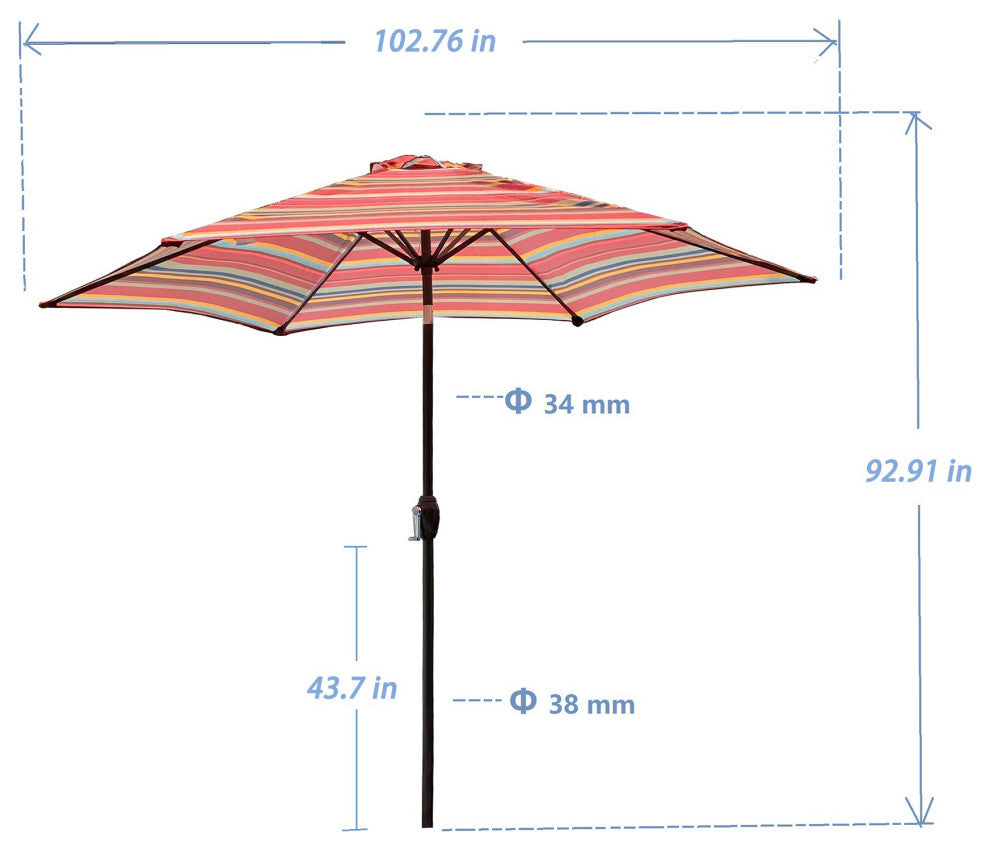 9' Outdoor Patio Steel Market Umbrella With Push Button Tilt and Crank, Red