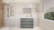 Alston 42" Free Standing Modern Vanity, Cement Gray, Glossy White Top