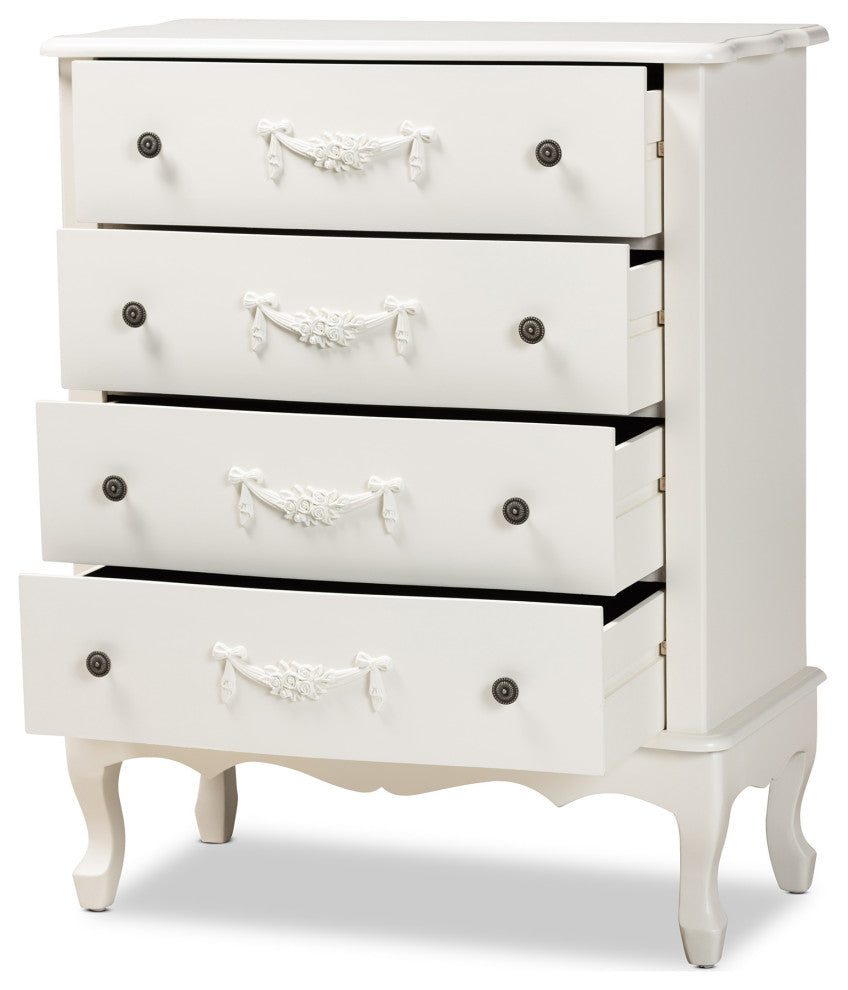 Callen Classic and Traditional White Finished Wood 4-Drawer Storage Cabinet