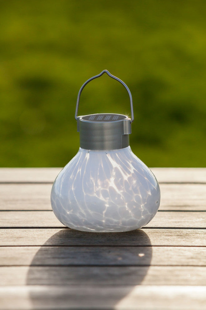 Solar Glass Tea Lantern, White