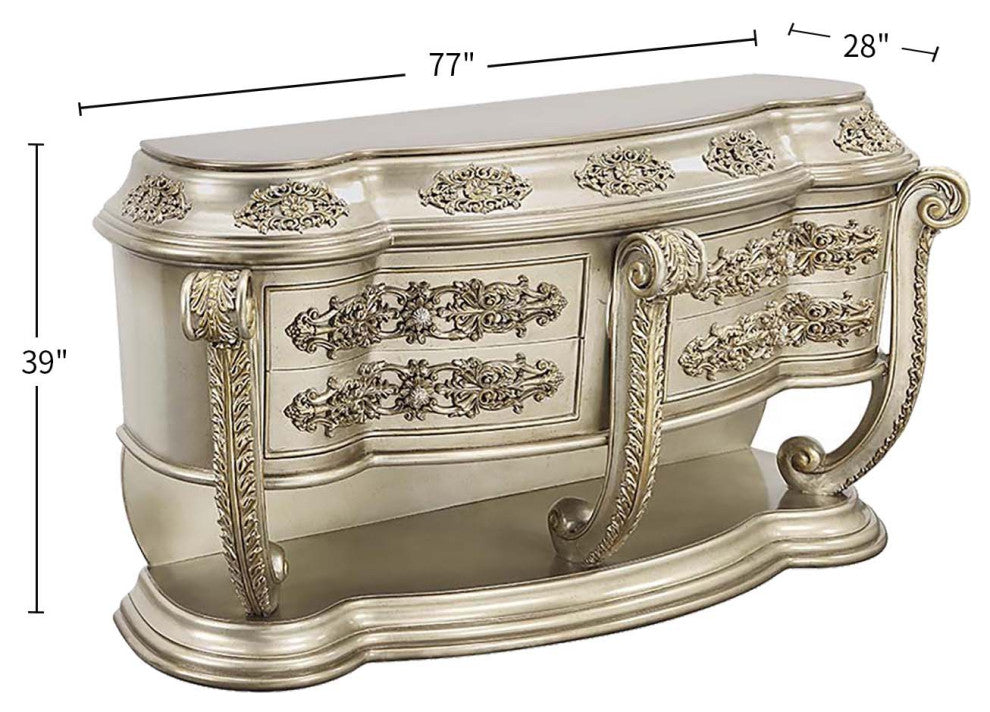 Wood Dresser With 4 Drawers, Champagne