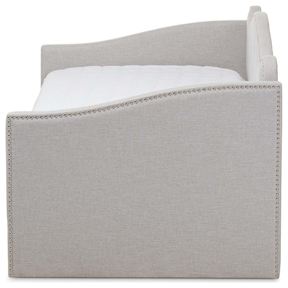 Helena Fabric Daybed With Trundle, Grayish Beige