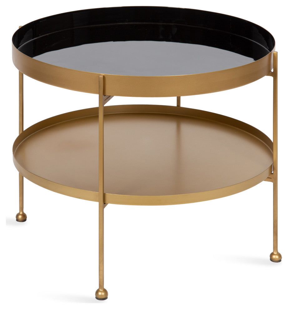 Nira Metal Coffee Table, Black/Gold 26" Diameter