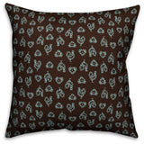 Gray Rooster Pattern Throw Pillow, 20"x20"