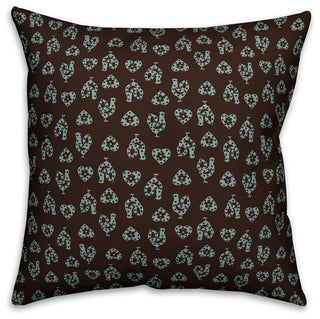 Gray Rooster Pattern Throw Pillow, 20"x20"