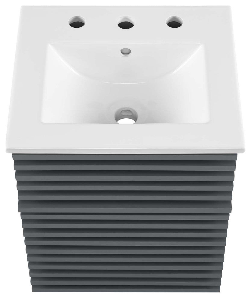 Render 18" Wall-Mount Bathroom Vanity, Gray White