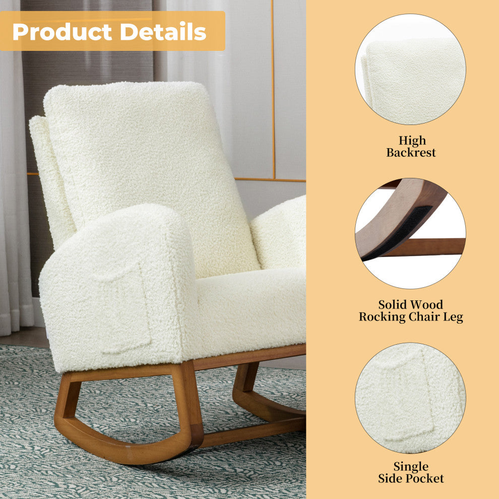 Gewnee Recliner Armchair with Wood Legs and Side Pocket
