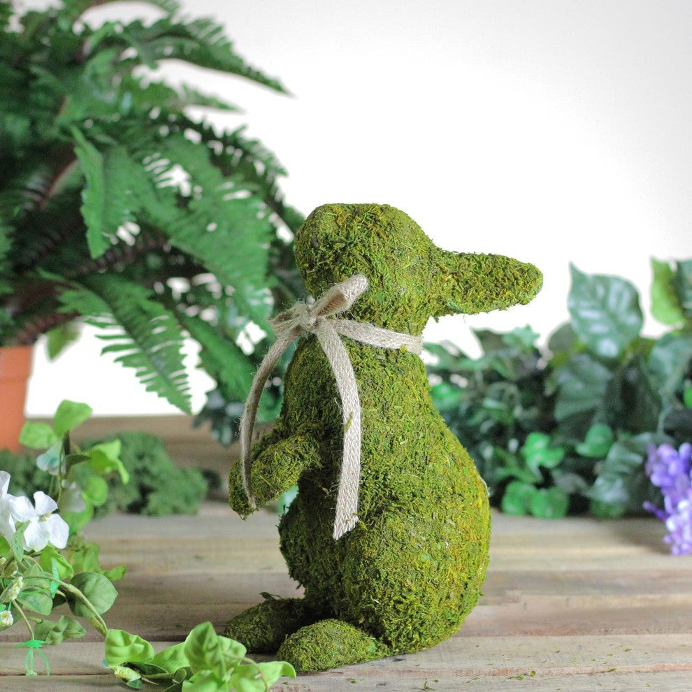 10.5" Green Moss Standing Bunny Rabbit Spring Easter Figure