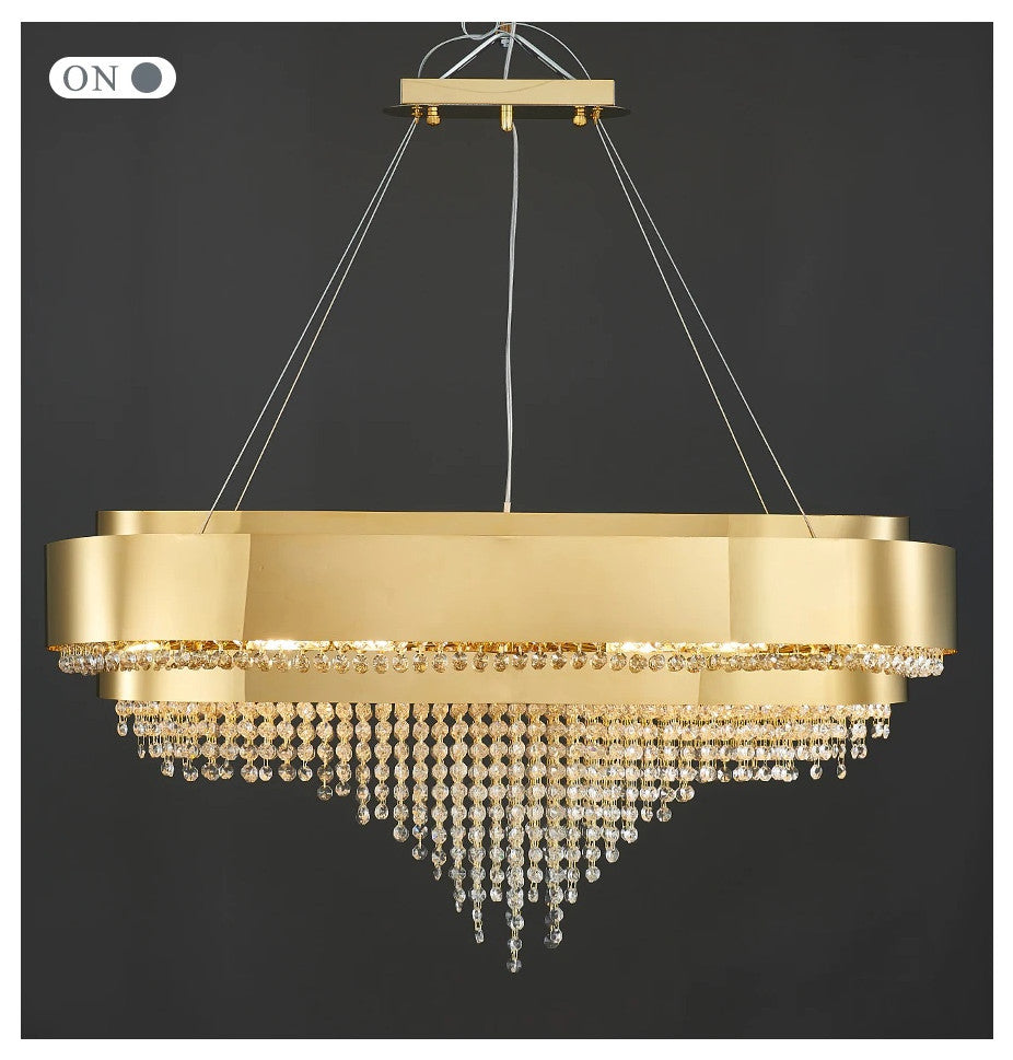 Gold hanging crystal ceiling chandelier for living room, dining room, bedroom