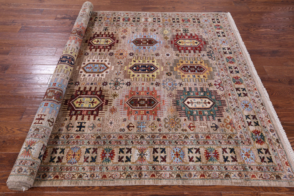 6' 11" X 9' 10" Fine Turkmen Ersari Handmade Wool Rug Q10189