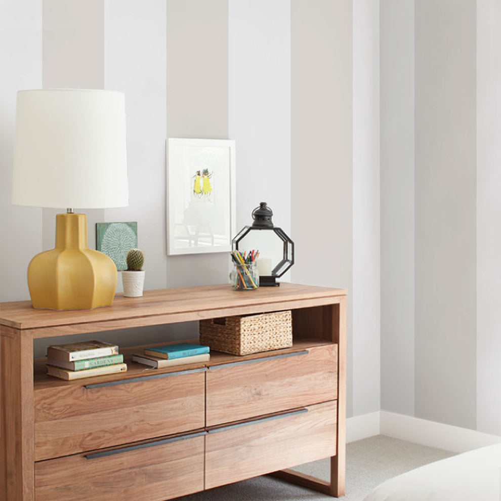 Vertical Stripe Bold Peel and Stick Vinyl Wallpaper , Beige, 24"w X 108"h