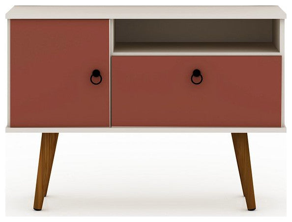 Tribeca 35.43 TV Stand in Off White and Terra Orange Pink