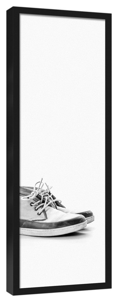 Black and White Sneakers 12x36 Black Framed Canvas